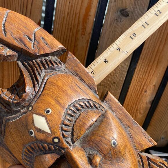 African Wood Craved Mask 17 1/2in - Picture 5 of 5